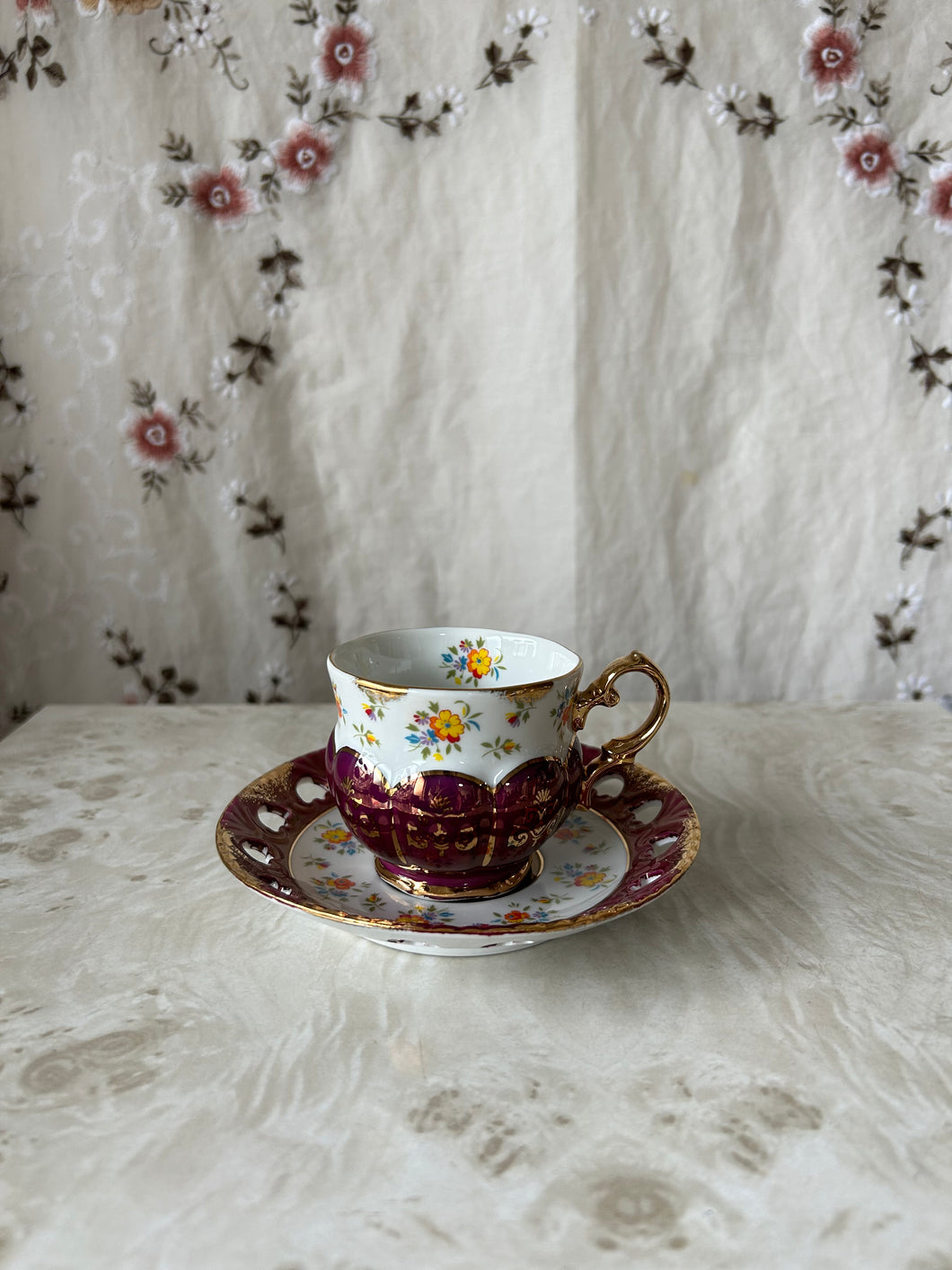 flower red cup&saucer