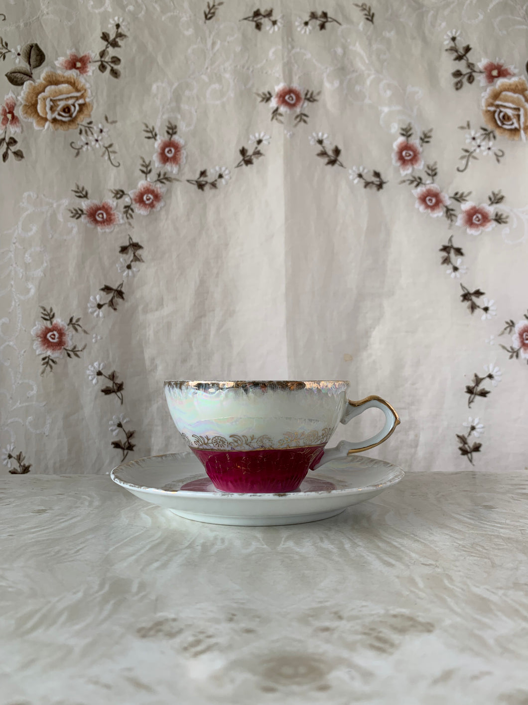 bordeaux flower cup&saucer