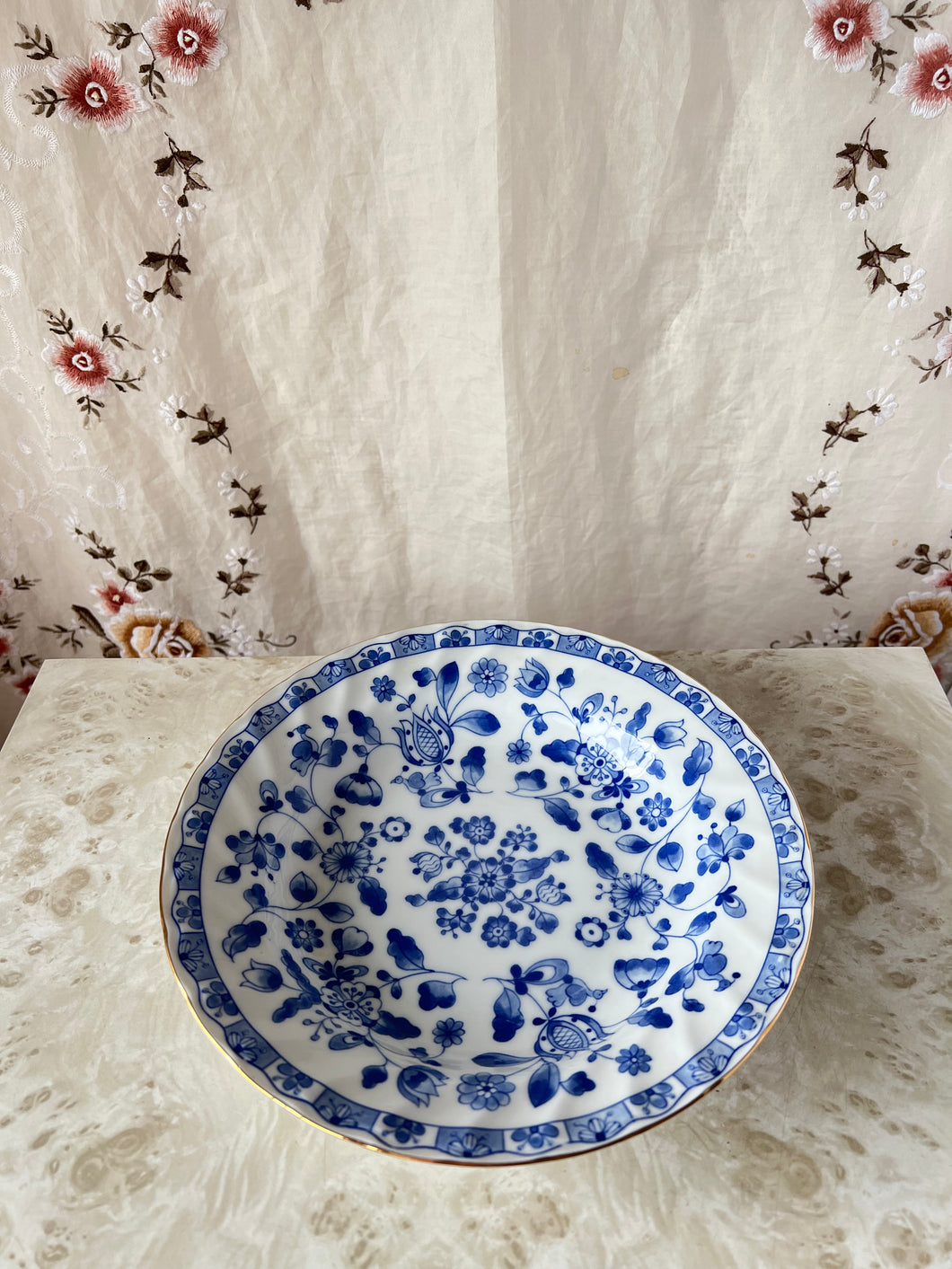 blue flower dish