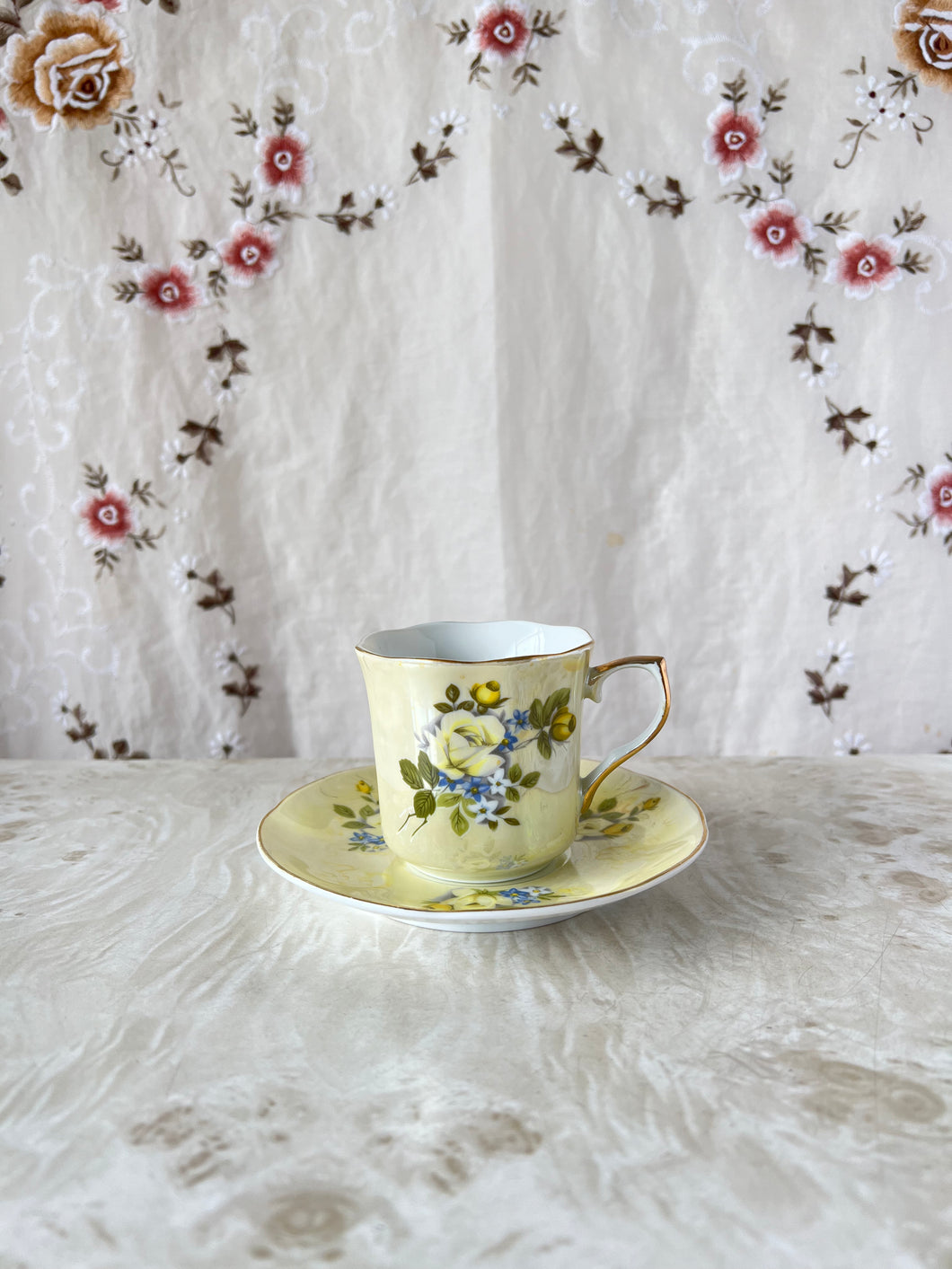 yellow flower cup&saucer